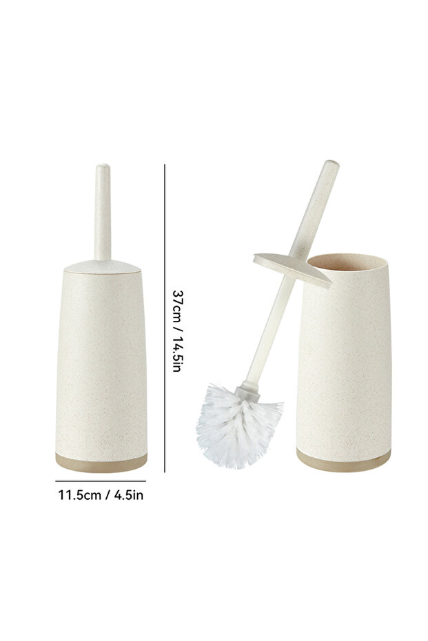 Beige Plastic Toilet Brush With Standing Base Long Handle Toilet Cleaning Brush Fo