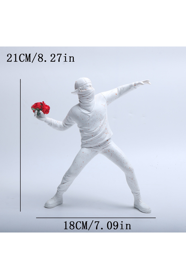 whitedot 1 pc Resin Banksy Sculptures Flower Thrower Statue Bomber Home Decoration Desk Accessories