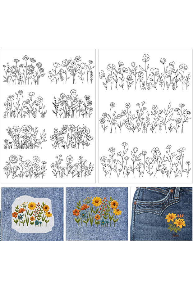 ورقتان قابلتان للذوبان في الماء لتثبيت نمط التطريز، ورق تطريز لزهور أعياد الميلاد وتطريز الستيك آند ستيتش