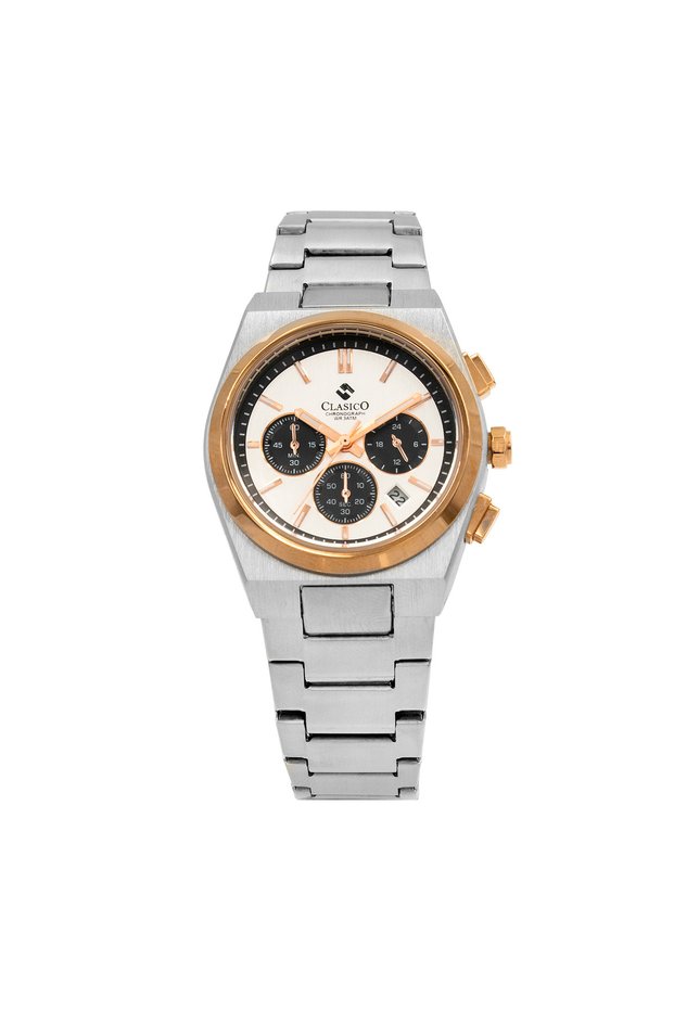 Eclipse Couple Edition – Silver Radiance with Gold Detailing – 6-Hands Chronograph Watch