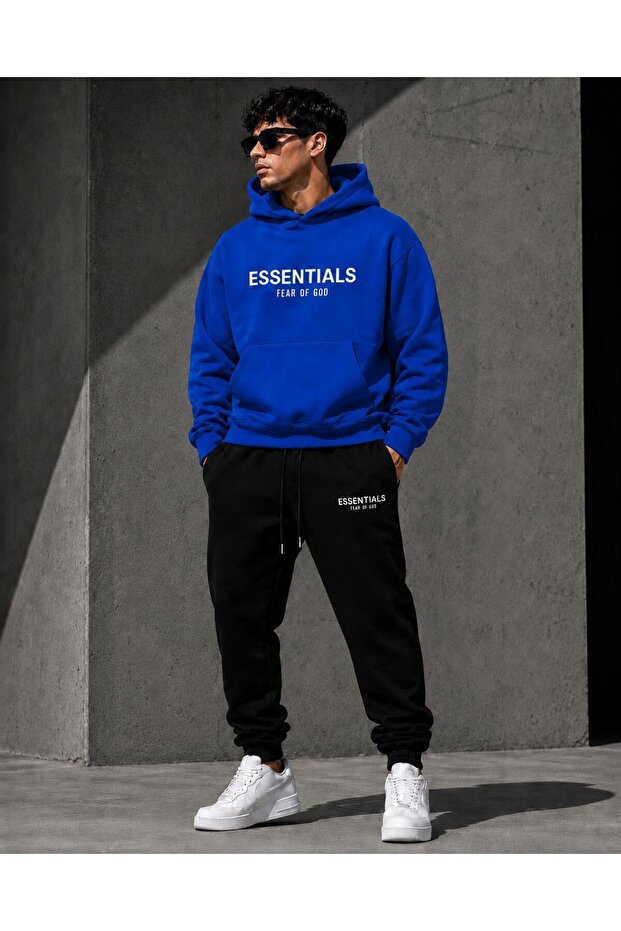Men's Essentials Printed Hooded Tracksuit Set
