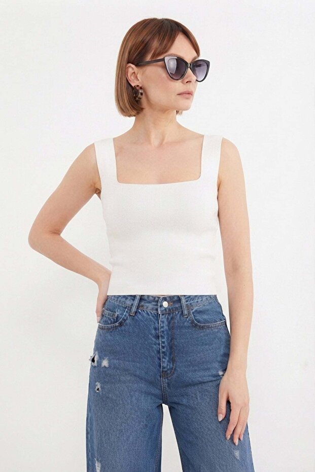 Thick Strap Knitwear Blouse