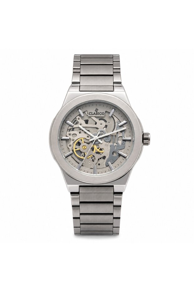 Maestro Moonshine Men's Watch – 42mm Grey Skeleton Open-Heart Dial, Self-Winding