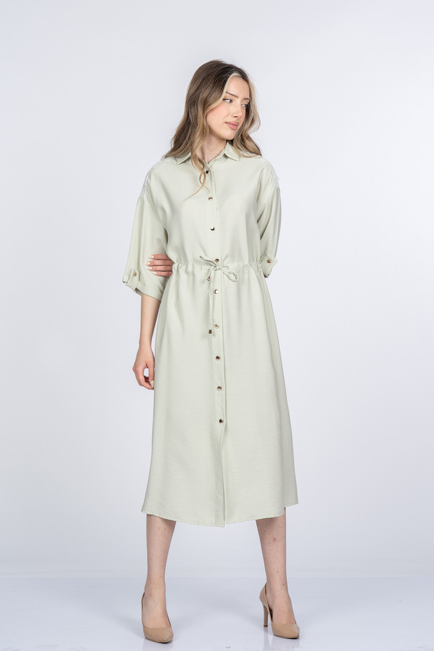 Women's Summer Mint Armina Shoulder Tulle Detail Viscose Dress 50394