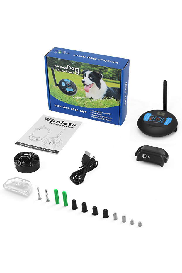 For 1 Dog 200m Dog Wireless Rechargeable Electric Fence, IP68 Waterproof Beep + Shock Training Mode,