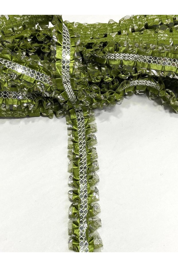 Sequin Pleated Ruffle Ribbon / Intermediate Model Satin Ruffle / 3-3.5 cm / 1 Meter