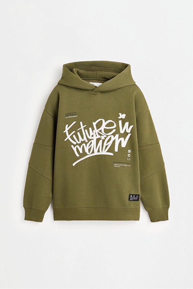 Baskılı kapüşonlu sweatshirt