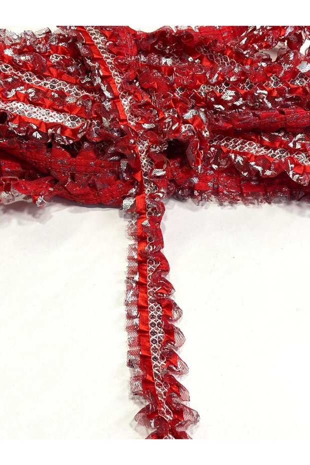 Sequin Pleated Ruffle Ribbon / Intermediate Model Satin Ruffle / 3-3.5 cm / 1 Meter