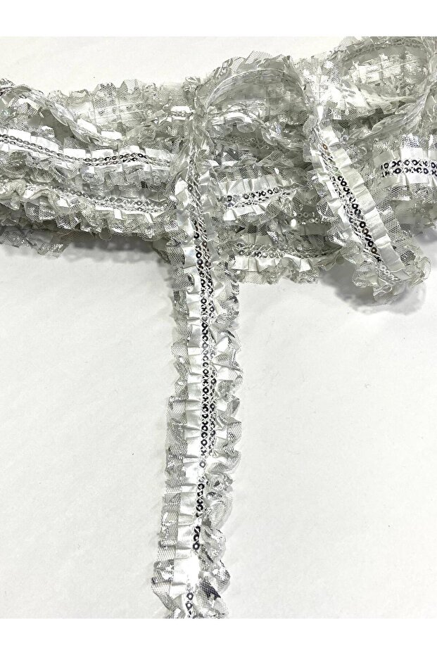Sequin Pleated Ruffle Ribbon / Intermediate Model Satin Ruffle / 3-3.5 cm / 1 Meter