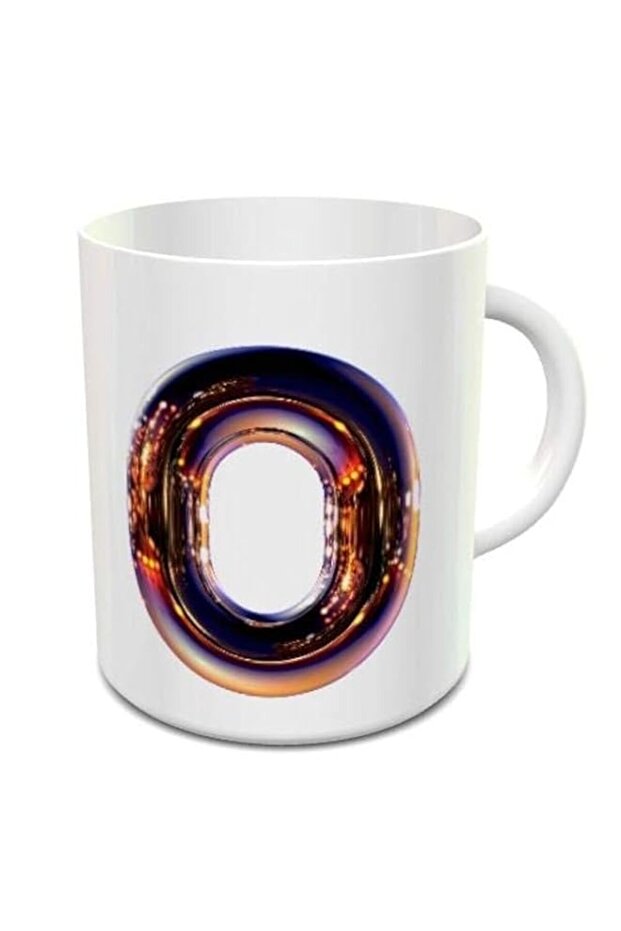 imPRESS White Ceramic Coffee Mug With Night Chrome Letter O