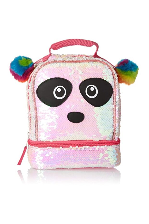 Magic Sequin 2 Way Panda Critter Rainbow Pom Lunch Box