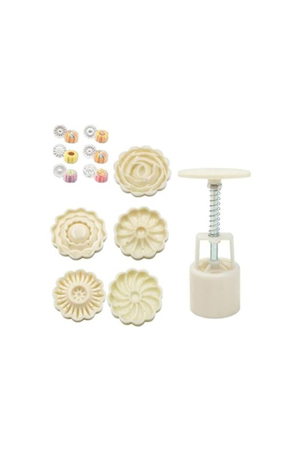 3D Rose Flower Mooncake Mold Cutter Set Multicolour