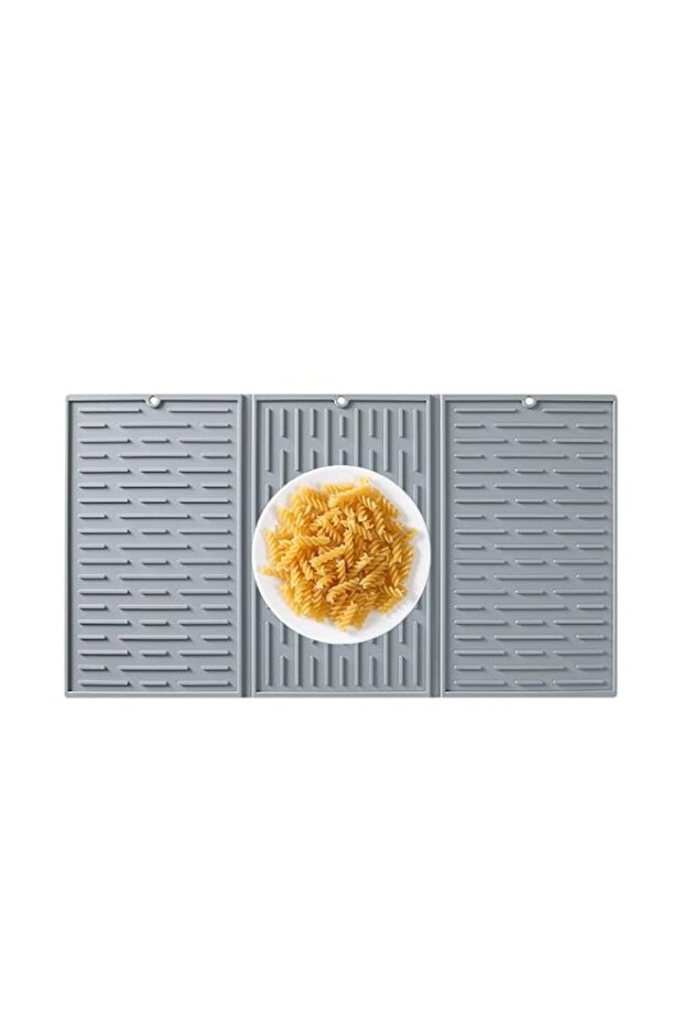 Collapsible Silicone Dish Drying Mat for Easy Storage Heat and Cold Resistant Anti-Slip Durable Kitchen Counter Mat