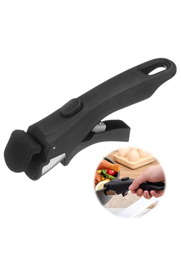 Aowin Removable Pan Handle,Detachable Handle for Pots & Pans,Universal Removable Cookware Handles Grip,Fits All Cookware,Replacement Handles for Pots,Heat Resistant Plastic(Black)