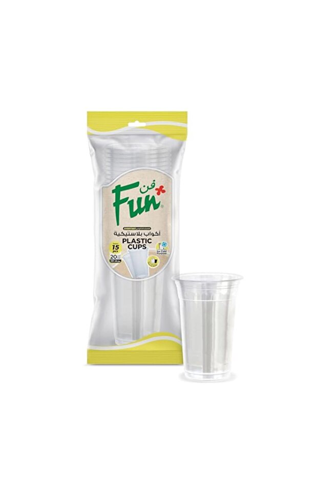 FUN BY AL BAYADER فن Everyday Disposable Clear Plastic Cup 20Oz, Pack Of 15