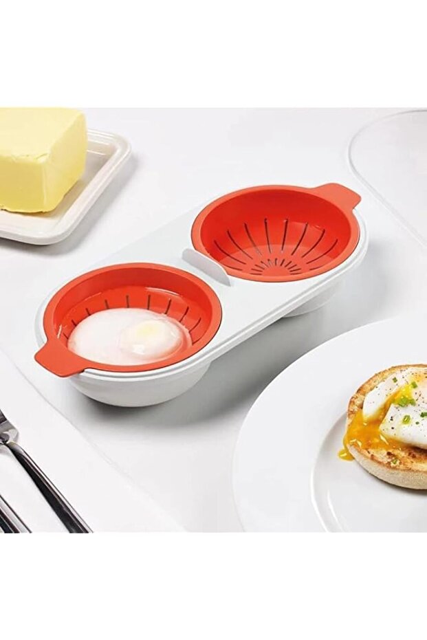 Microwave Egg Poacher, Upgraded Poached Egg Maker Portable Egg Poacher for Microwave Ovens Breakfast Cooking Kitchen Steamed Poached Egg Gadget Double Cup 2 Eggs