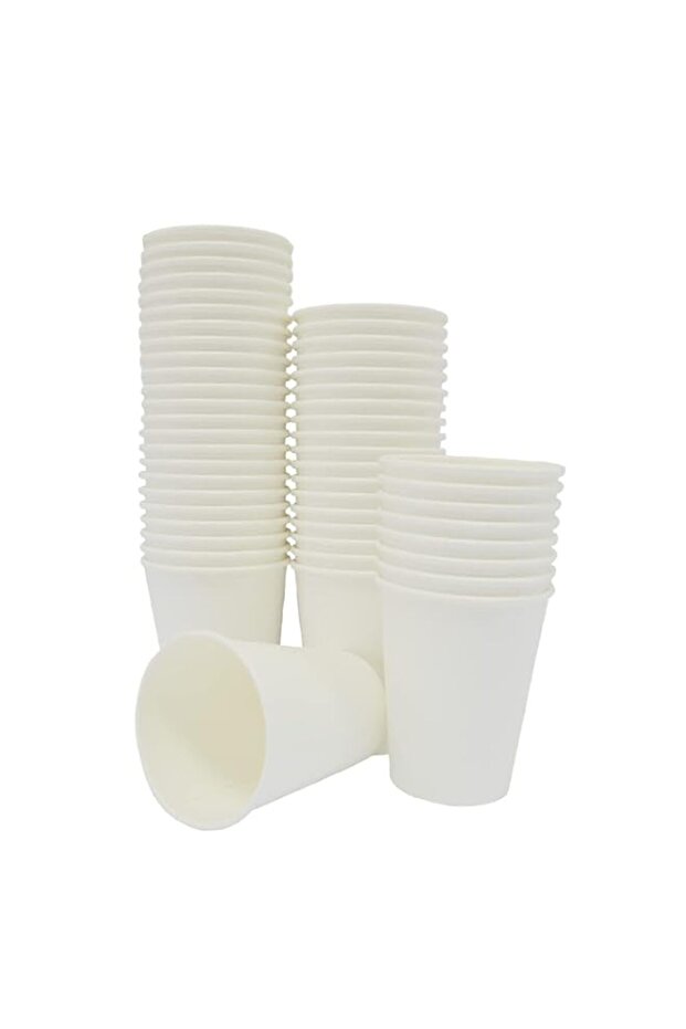SNH Packing Paper Cups 8oz Single Wall White Disposable Coffee Cups for Hot & Cold Drinks 150 Pieces.