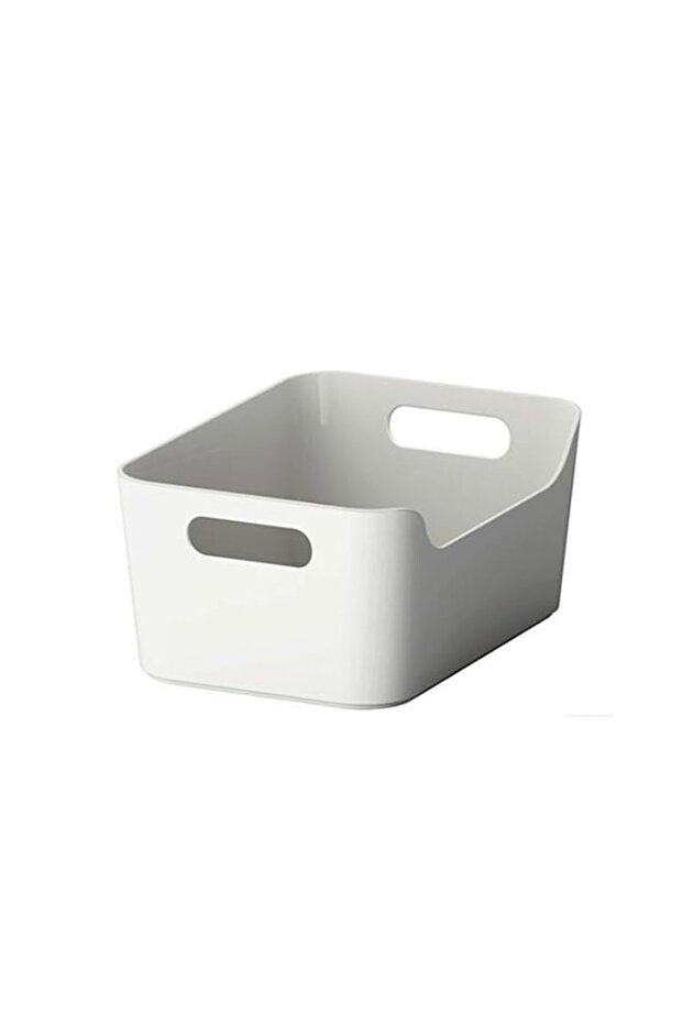 Inc. Open storage box,Kitchen Cabinet and Pantry Storage Organizer Bin - two cut-out handles that make 9.4 x 6.75 x 4.3 Inches (Grey/White)