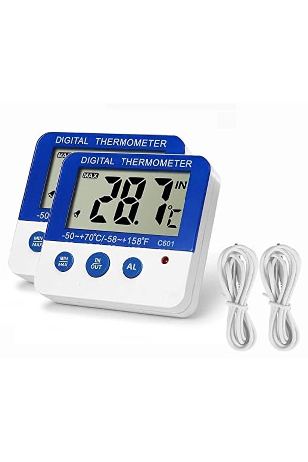 Refrigerator and Freezer Thermometer with Memory Function and High and Low Temperature Alarm Settings with M.