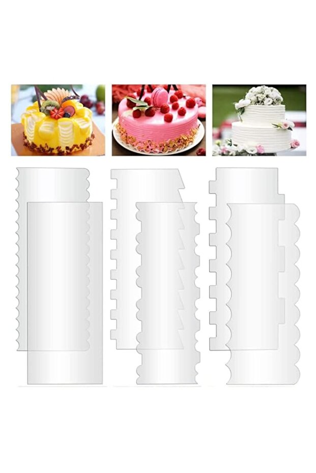 Clear Acrylic Cake Scraper 6 Pcs Buttercream Smoother Pastry Cake Decorating Comb, 9.45 Inch Cake Scraper Frosting Combs, Cream Cake Edge Tools for Cream Cakes Smooth Decoration