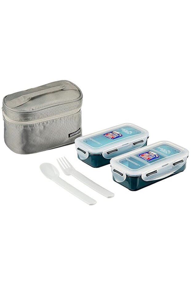 Lock & Lock LocknLock HPL752DG 4 Pieces Lunch Box Set of, Grey