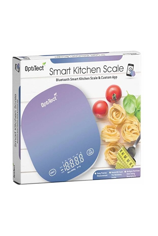 Optitect Smart Kitchen Scale, Precision Food Measurement and Nutritional Analysis, Contains Sensor Technology, Easy Calibration- Calculate Calories, Bluetooth App,Range (2 Gram to 5 Kilogram)