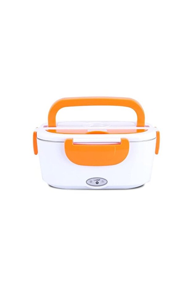 Portable Electric Heating Lunch Box With Eu Plug Orange/White