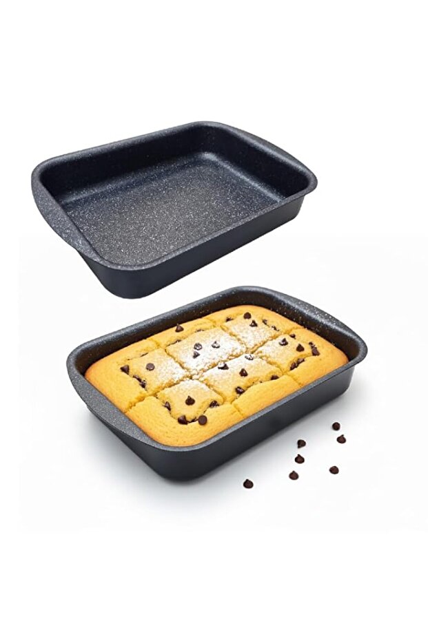 Rectangular Baking Pan 30x22cm | Non-Stick Marble Ceramic Coating | Extra Thick Base & Layered Design | Durable Oven Bakeware for Cakes, Bread & Desserts