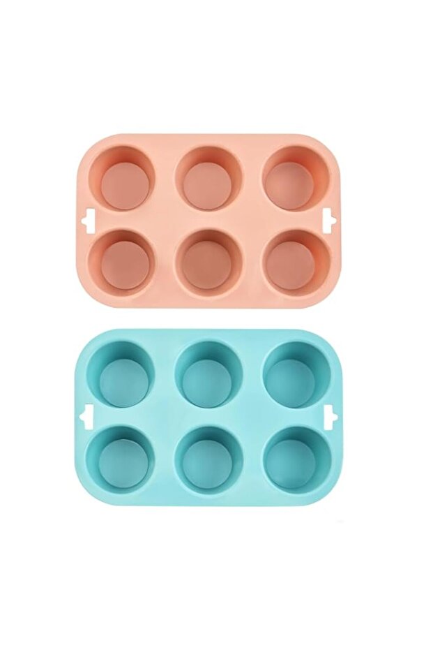 Silicone Air Fryer Egg Pan Set - 2 Pack, 6-Cavity Non-Stick Baking Molds for Mini Cupcakes, Fried Eggs, Burgers, Tarts & Desserts