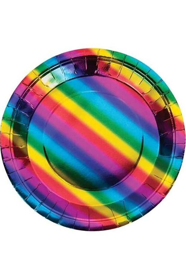 Creative Converting Rainbow Foil Dinner Plates 8.75In 8Ct