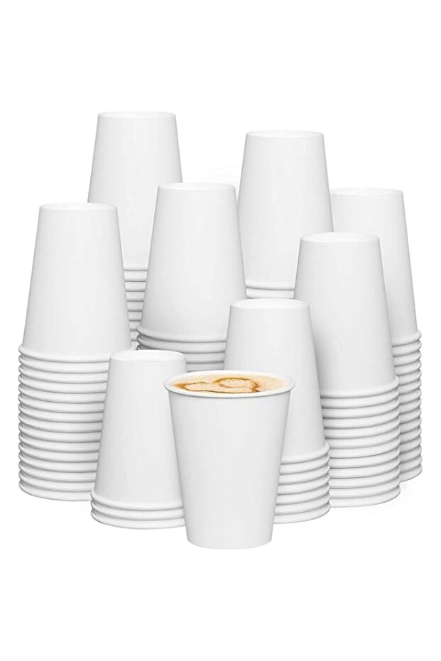50 Pcs – 8 Oz/240 ML – AL FAKHAMA White Disposable Paper Cups for Hot & Cold Drinks