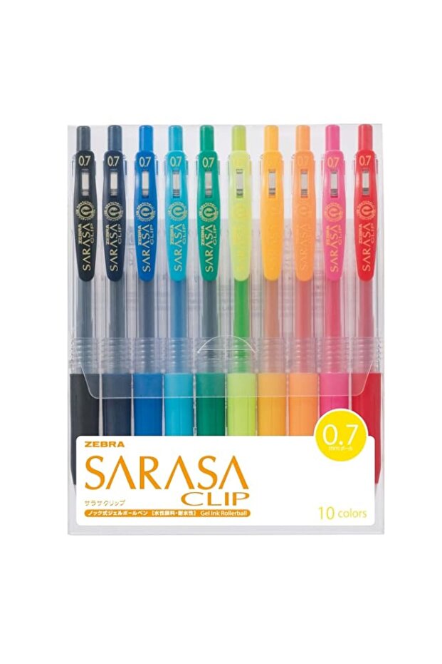 Zebra Sarasa Clip 0.7, 10 Color Set (JJB15-10CA)