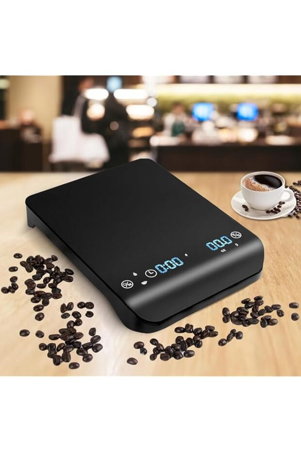 Coffee Scale with Timer, Mini High Precision Rechargeable Scale 3kg/0.1g for Espresso, Pour-Over, and French Press, with Automatic Timing Function