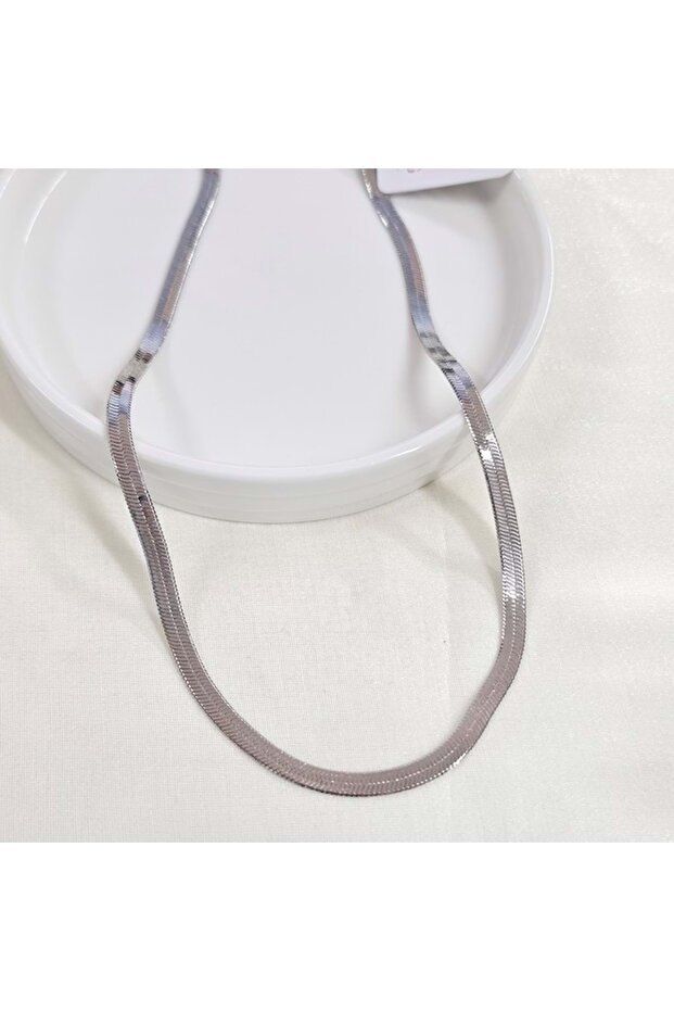 Xuping 5 mm Thick Flat Chain Necklace 50 cm Gold - White