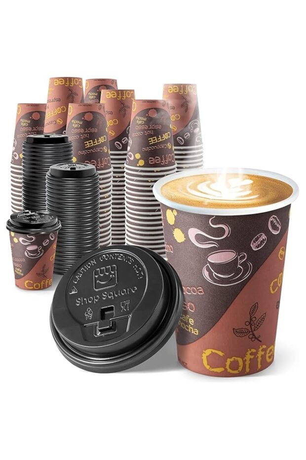 Disposable Paper Cup 50-Pieces Set, 8 oz Capacity