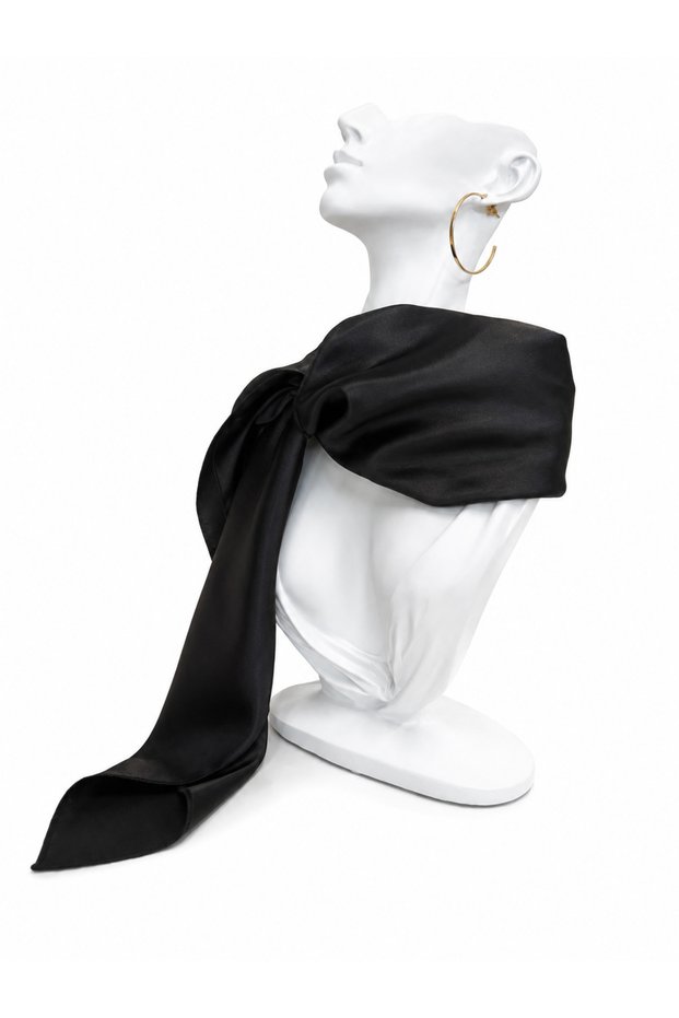 Eșarfă din Satin Premium – Negru