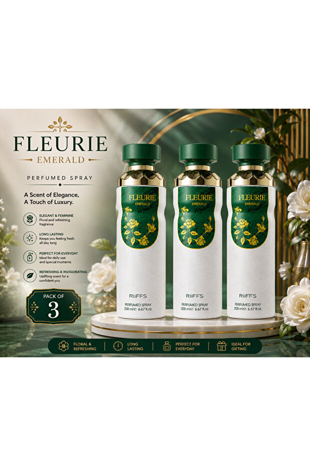 Fleurie Emerald Perfumed Spray 200ml – Pack of 3