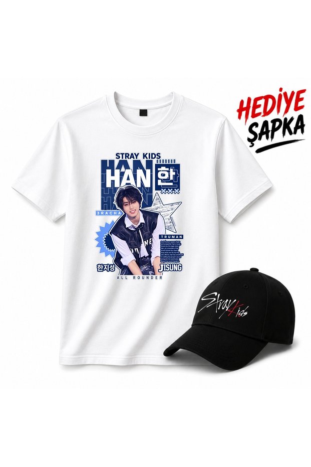 Strayki̇ds Han This That T-Shirt, Premium Quality Unisex Kids / Adults (with Hat Gift)
