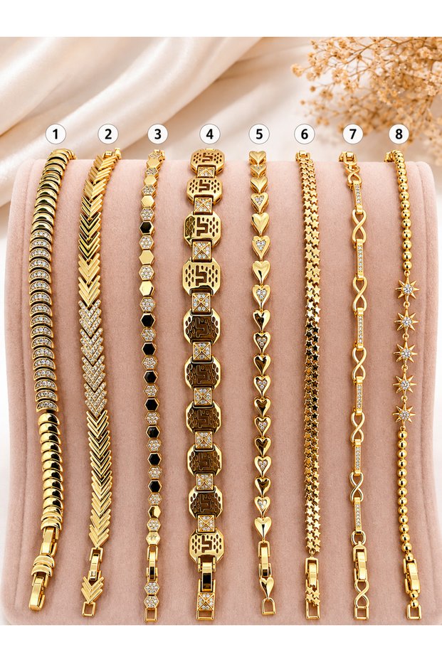 Women's Steel Bracelet That Does Not Tarnish in Gold Color, Gold Color Stone Bracelet