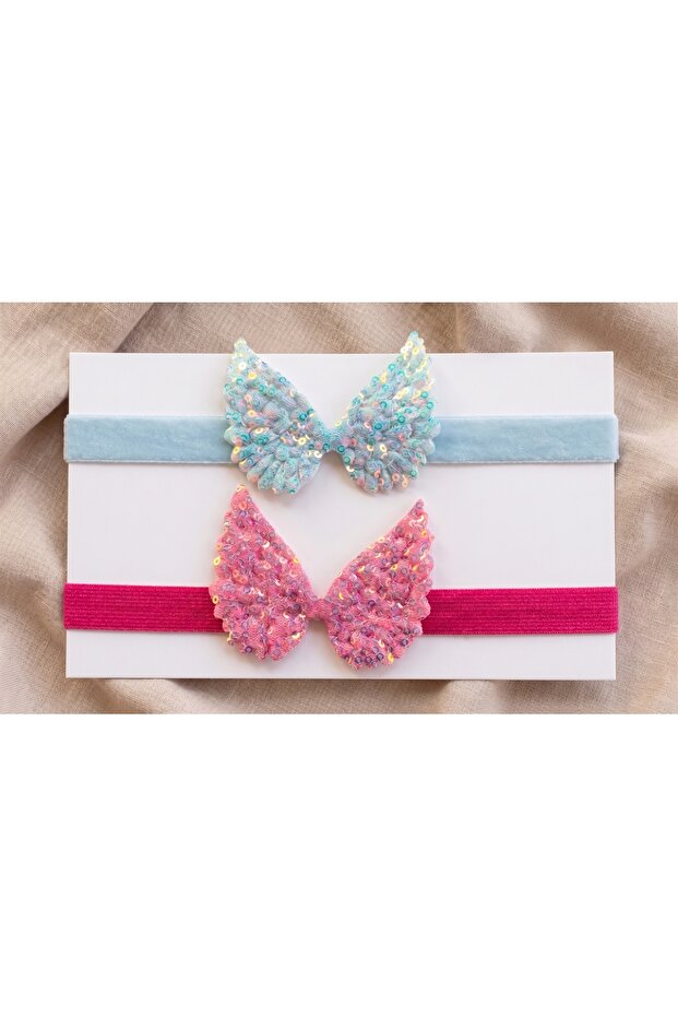 Baby Bandana Set with Angel Wing Figures – 2-Piece Hair Band