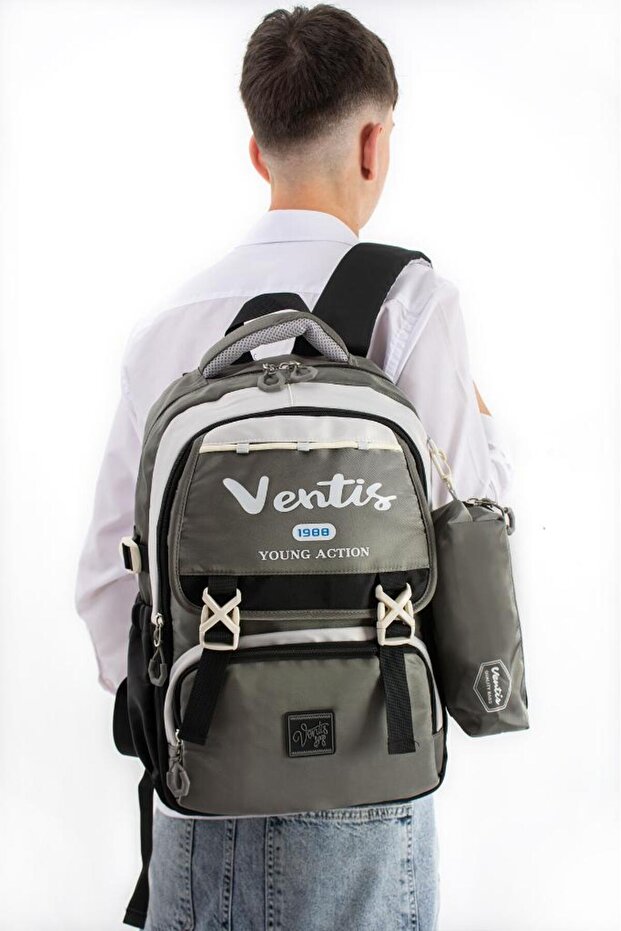 Ventis Unisex Set of 2 School Bags High School Middle School Backpack with Pen Holder 43*30 cm Multi-Pocket Vnt1-E