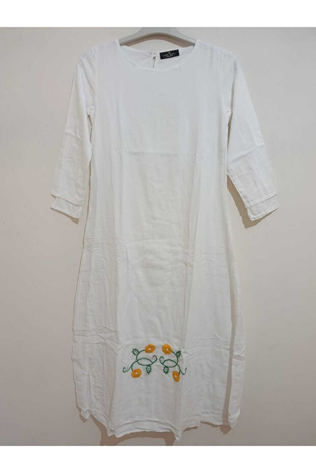 Full Summer Dress, Long Sleeve, 00% Cotton, Double Layer, Long Dress