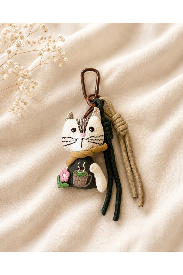 Dark Green Cat Bag Charm