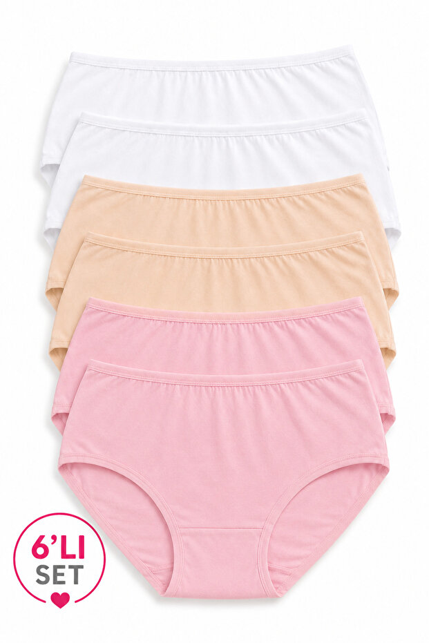 100% Cotton High Waist Daily Panties 6 Pack