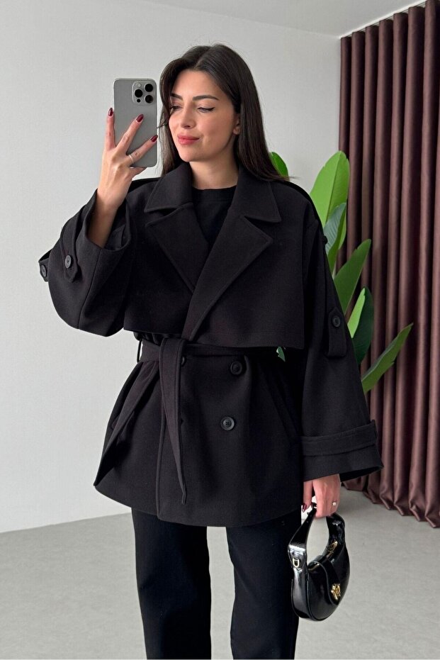 Belted Oversized Imported Zr Model Melton Coat