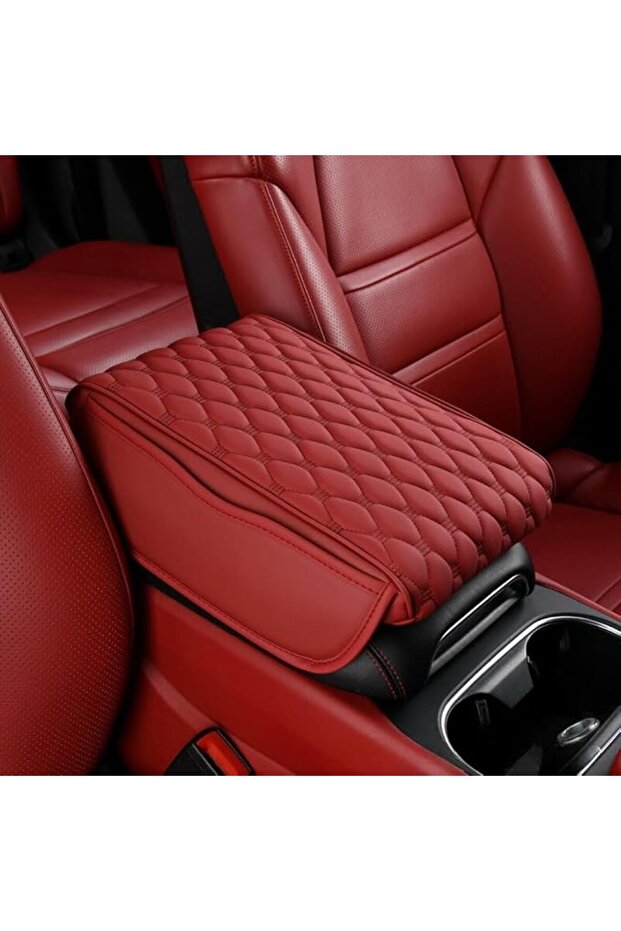 Car Center Console Protective Cover with Side Pockets Leather Armrest Pad Reinforced Arm Rest Cushion Accessories