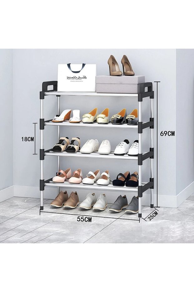 Black four layer 3-7Floor Simple Shoe Rack Multi Layer Dustproof Household Doorstep Shoe Cabinet Sto