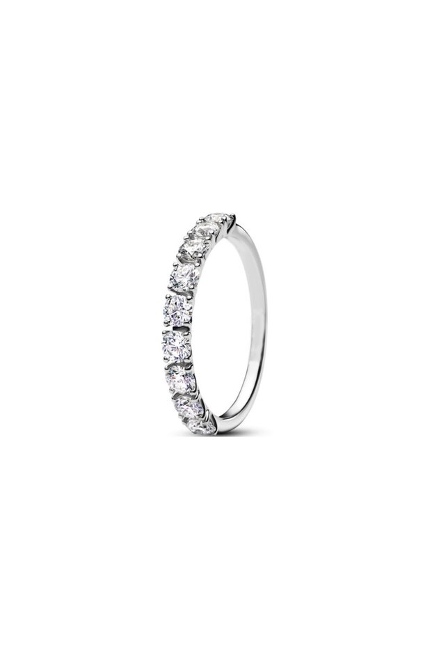 6 AMC013020 S925 Silver Plated Pave Gem Floral Pearl Cluster Heart Ring Cuban Link Clover Blue Shiny