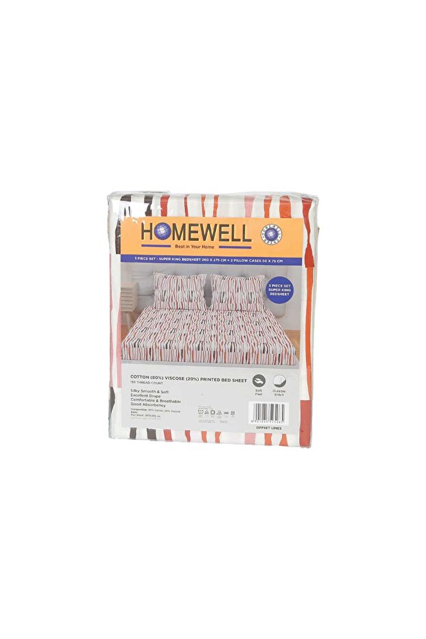 Super King Bed Sheet Set, 3 pcs, Assorted