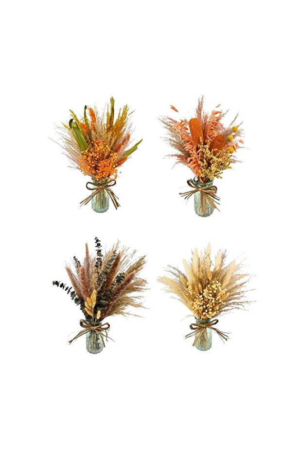 Dried Flower with Glass Pot, 1 pc, Assorted